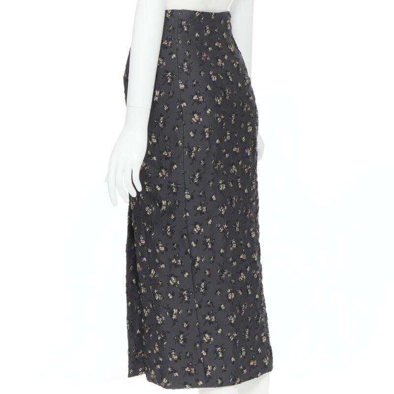 BROCK COLLECTION falda lápiz gris floral con pinzas en la parte delantera Us0 XS en venta 2