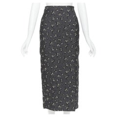 BROCK COLLECTION grey floral cloque front dart knee length pencil skirt Us0 XS