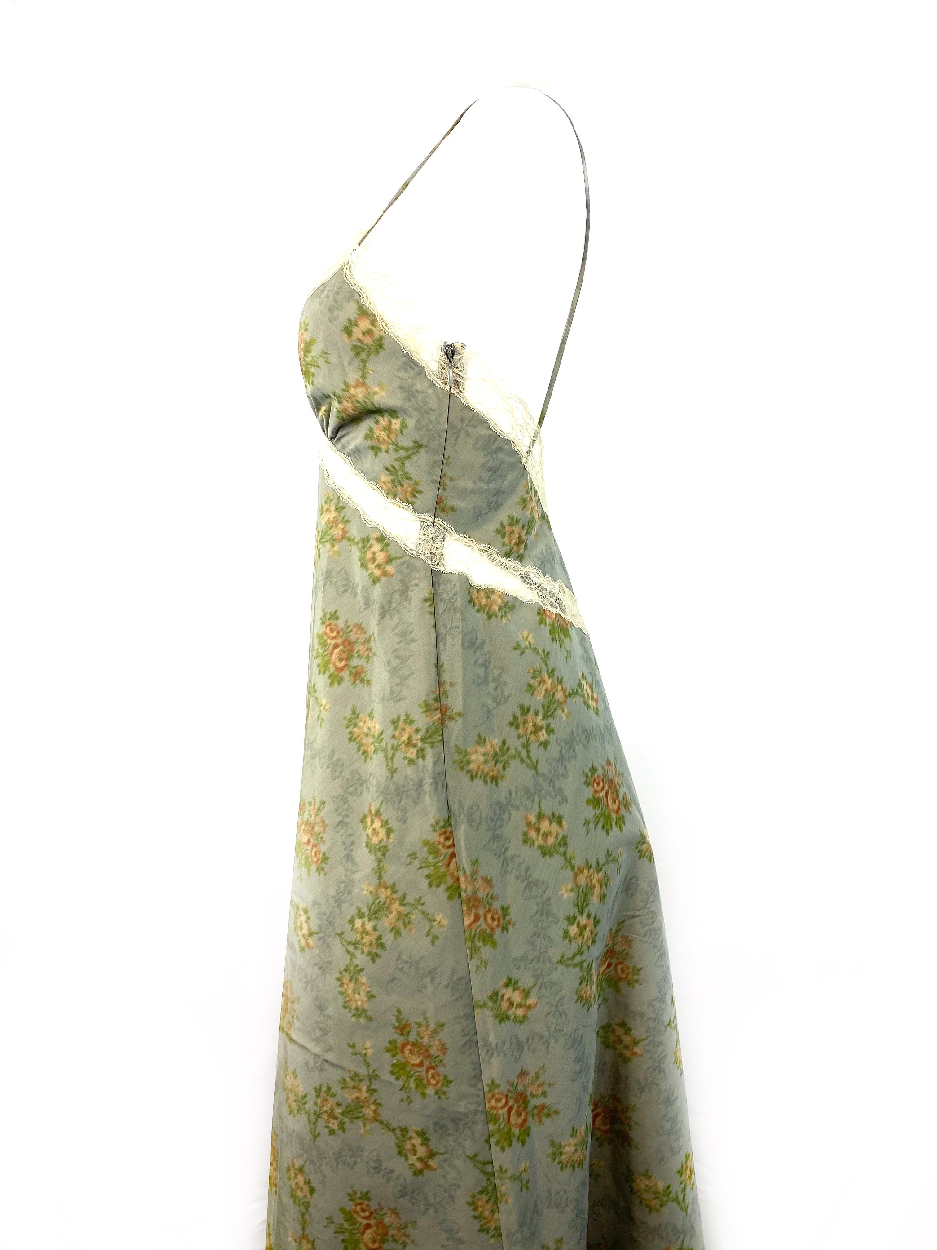 Brock Collection Grey Floral Slip Maxi Dress Size 2  In Excellent Condition In Beverly Hills, CA