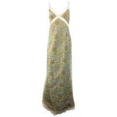 Vintage Brock Collection Grey Floral Slip Maxi Dress Size 2 