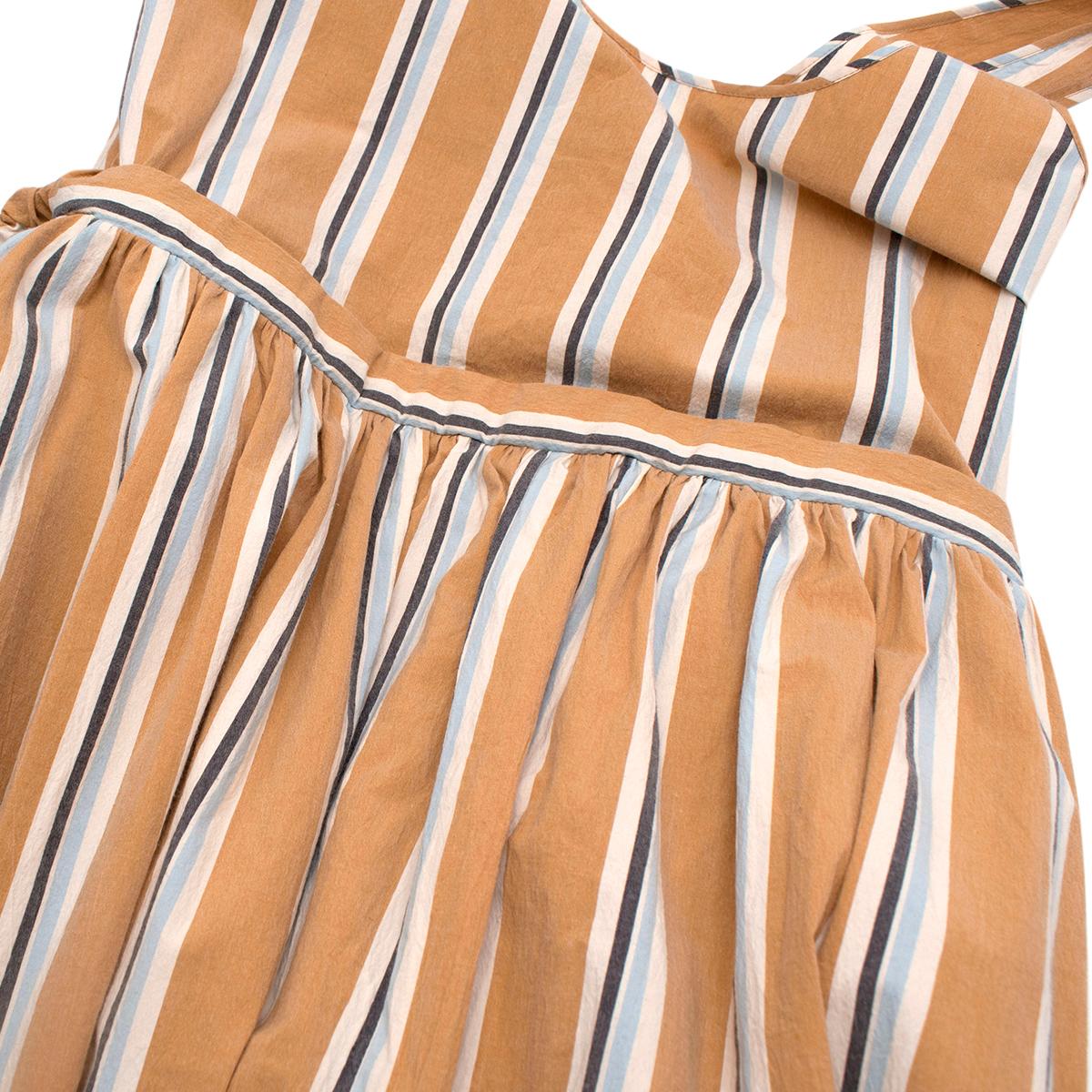 Brock Collection Oriana Striped Cotton Beige Maxi Dress - US Size 2 In New Condition For Sale In London, GB