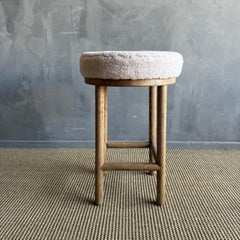 Brock Counter Stool in White Oak and 100% Genuine Shearling in Natural