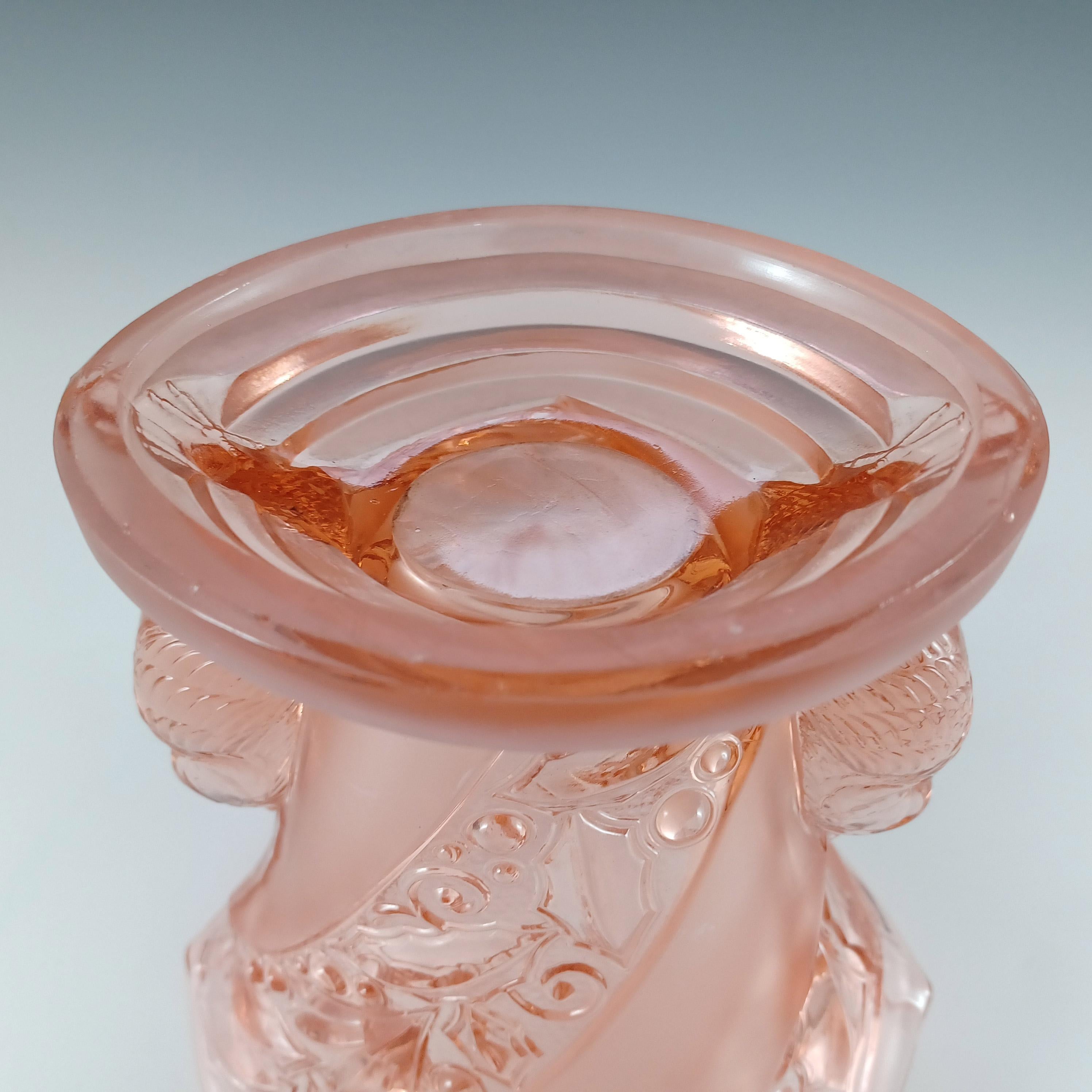 Brockwitz #6925 Art Deco Pink Glass 'Parakeet' Bird Vase For Sale 2