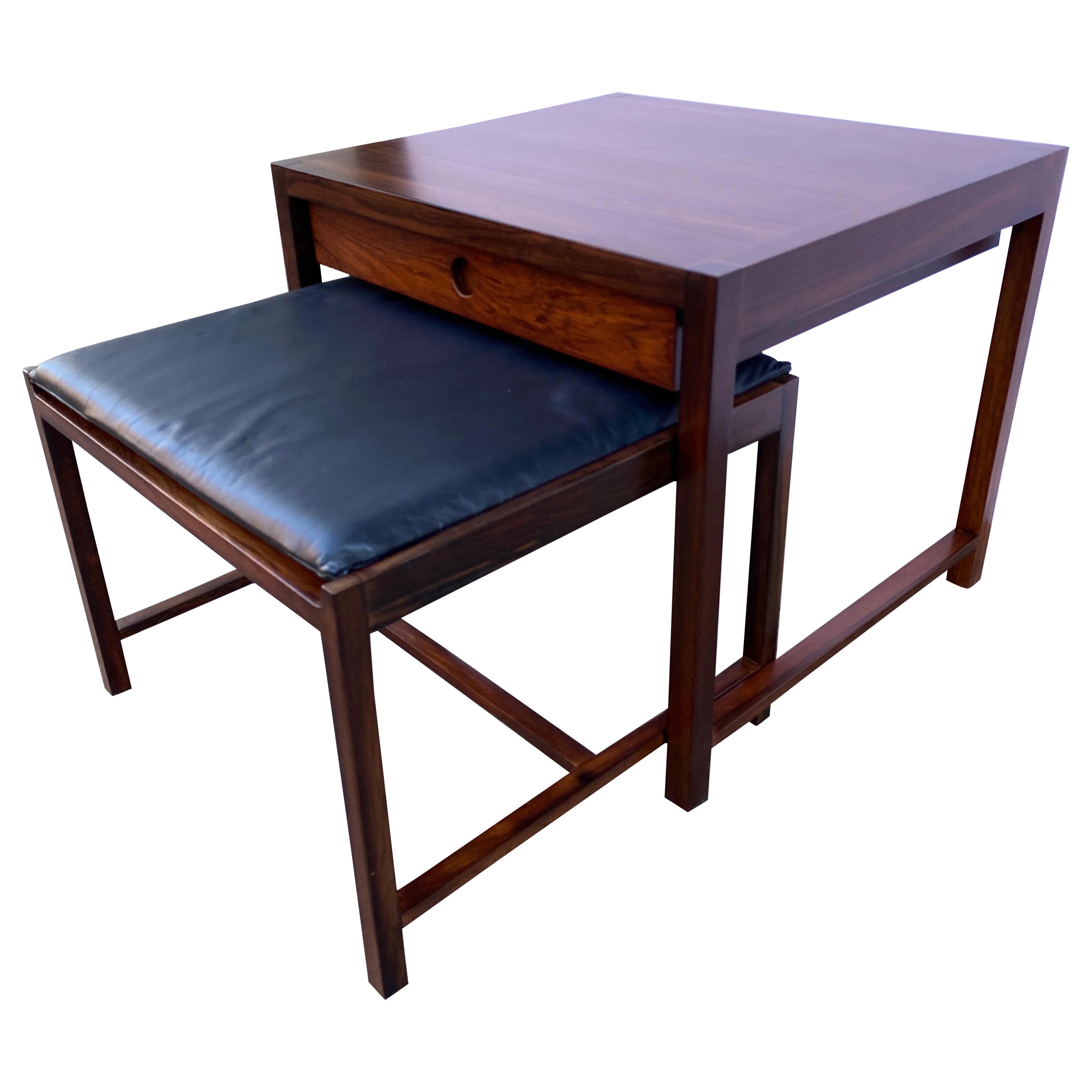 Brode Blindheim Rosewood End Table and Ottoman