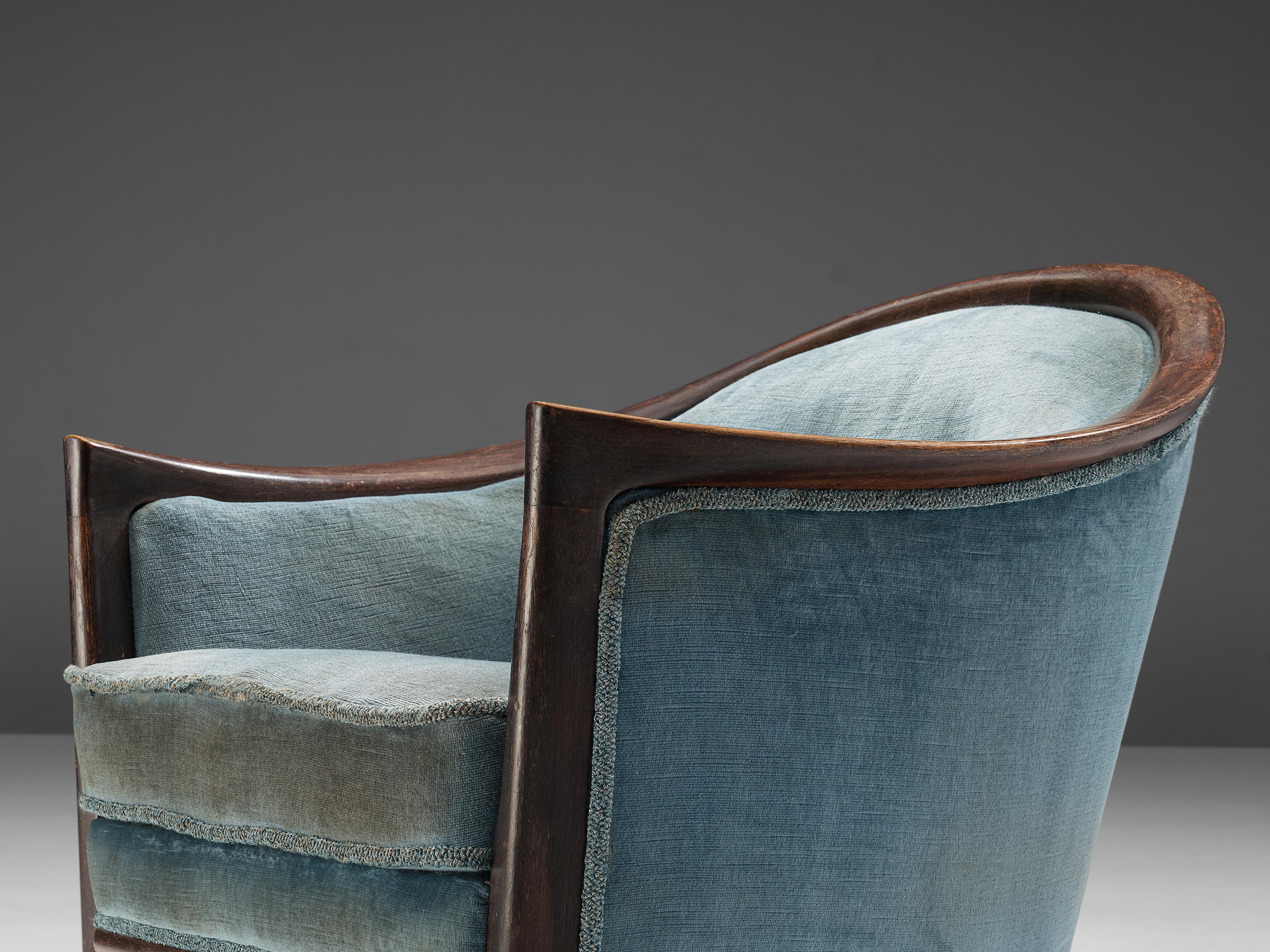 Scandinavian Modern Bröderna Anderssons Lounge Chair in Teak and Light Blue Velvet For Sale