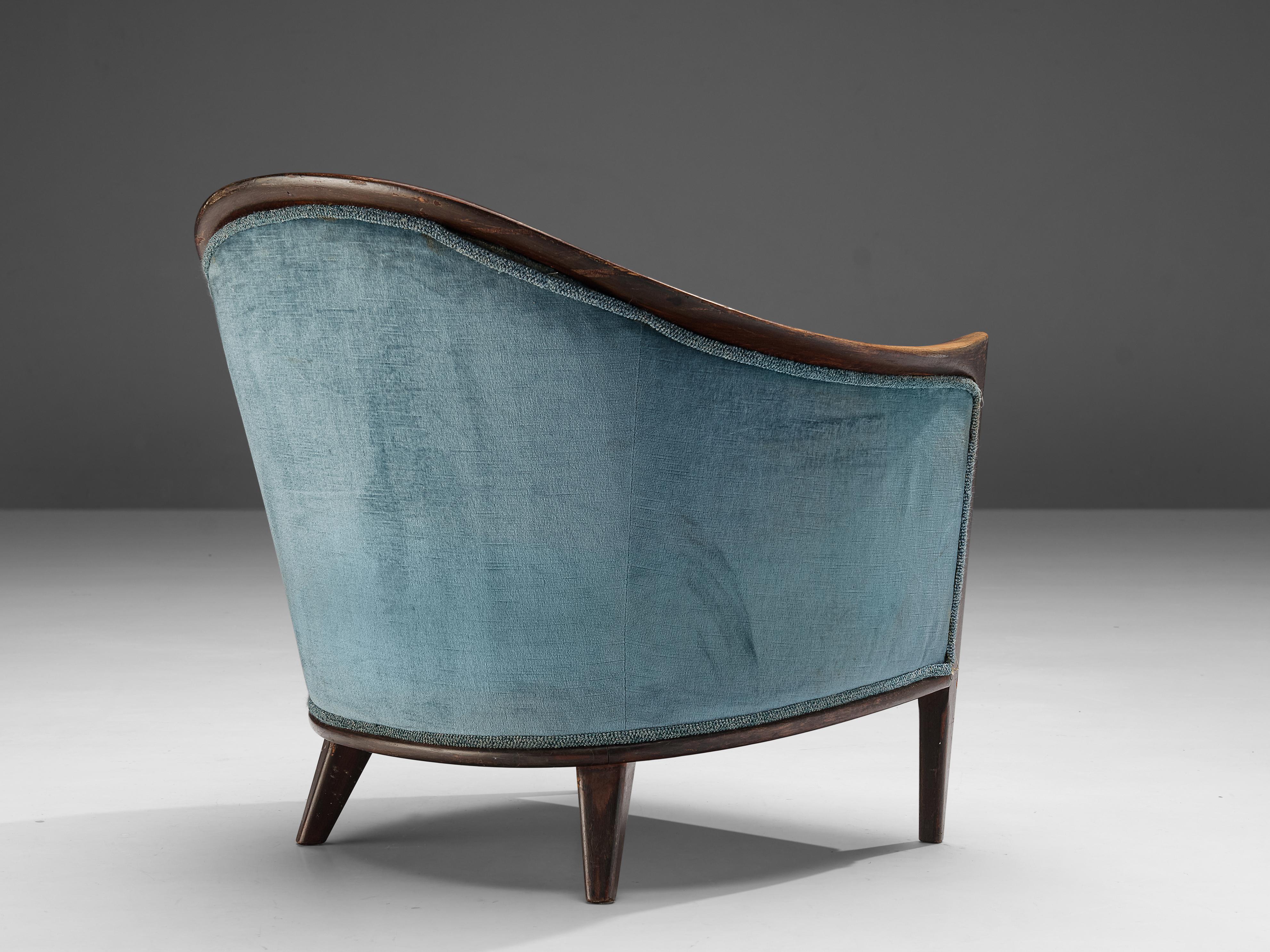 Mid-20th Century Bröderna Anderssons Lounge Chair in Teak and Light Blue Velvet For Sale