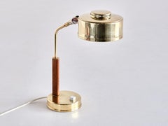 Bröderna Johansson Desk Lamp in Brass and Teak, Skellefteå, Sweden, 1950s