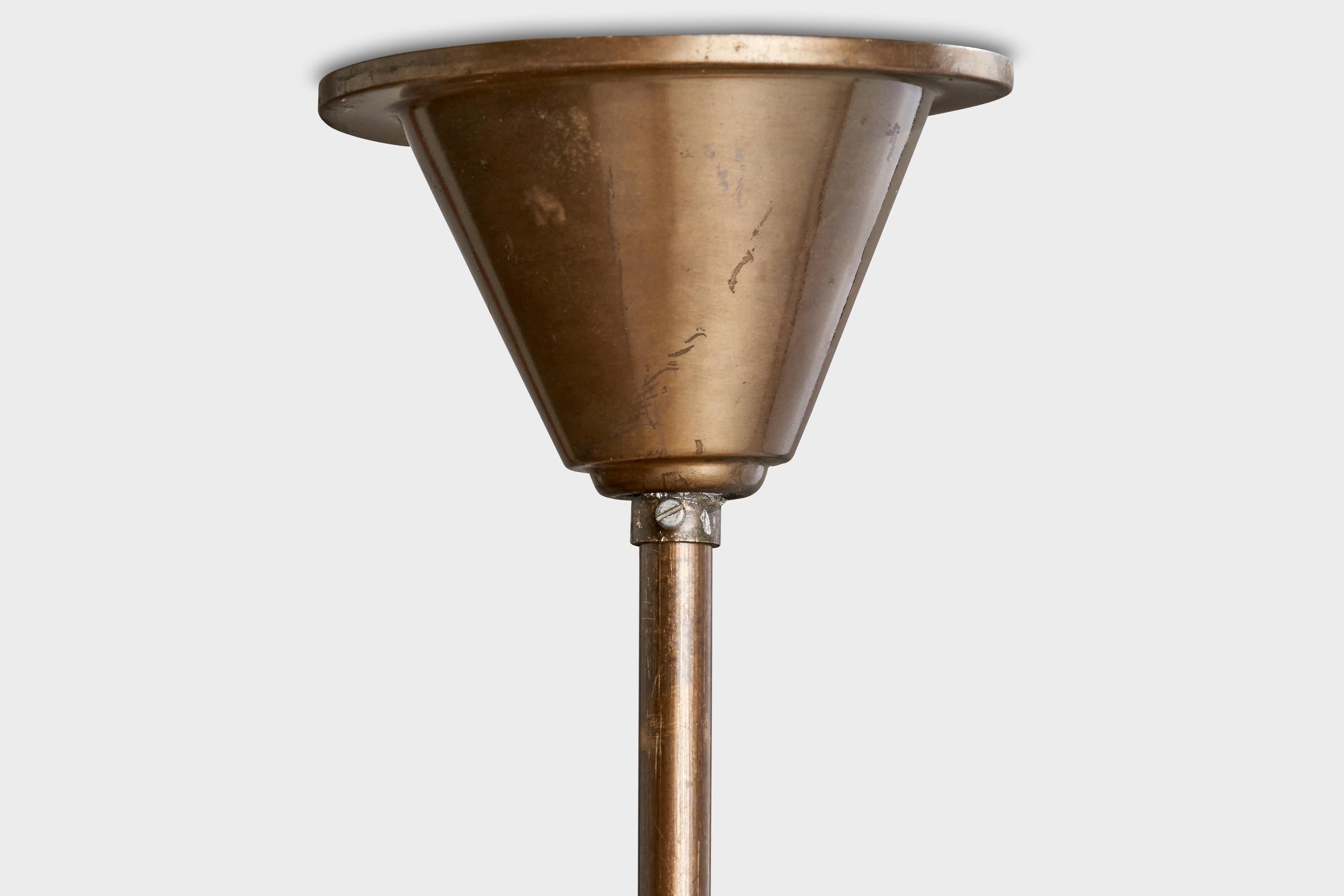 Bröderna Malmströms Metallvarufabrik, Kronleuchter, Messing, Rattan, Schweden, 1940er Jahre im Angebot 4