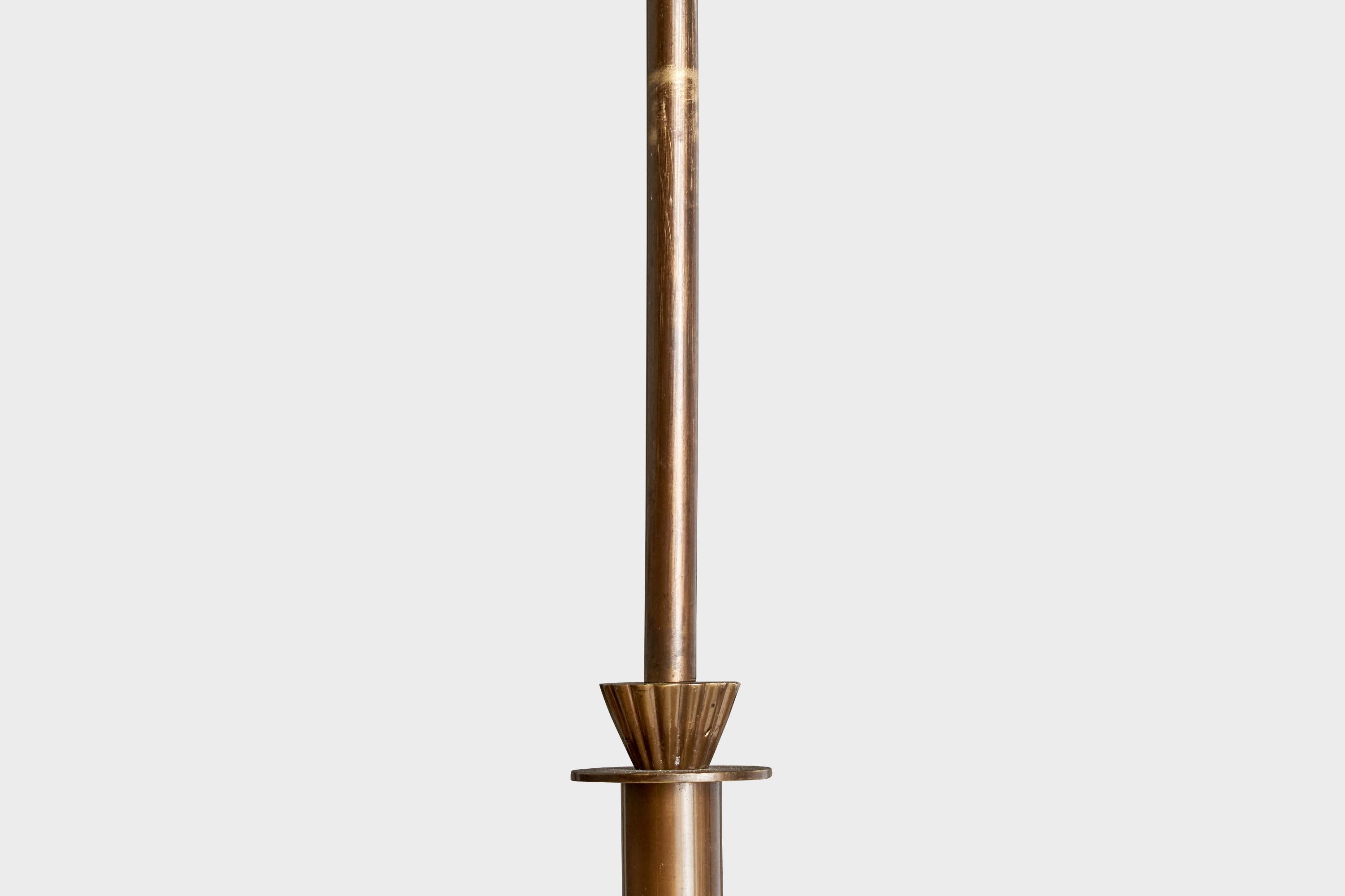 Bröderna Malmströms Metallvarufabrik, Kronleuchter, Messing, Rattan, Schweden, 1940er Jahre im Angebot 3