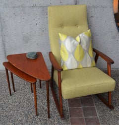 Broderne Johansons Teak Frame Rocking Chair in Celery Tweed
