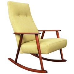 Broderne Johansons Teak Frame Rocking Chair in Celery Tweed
