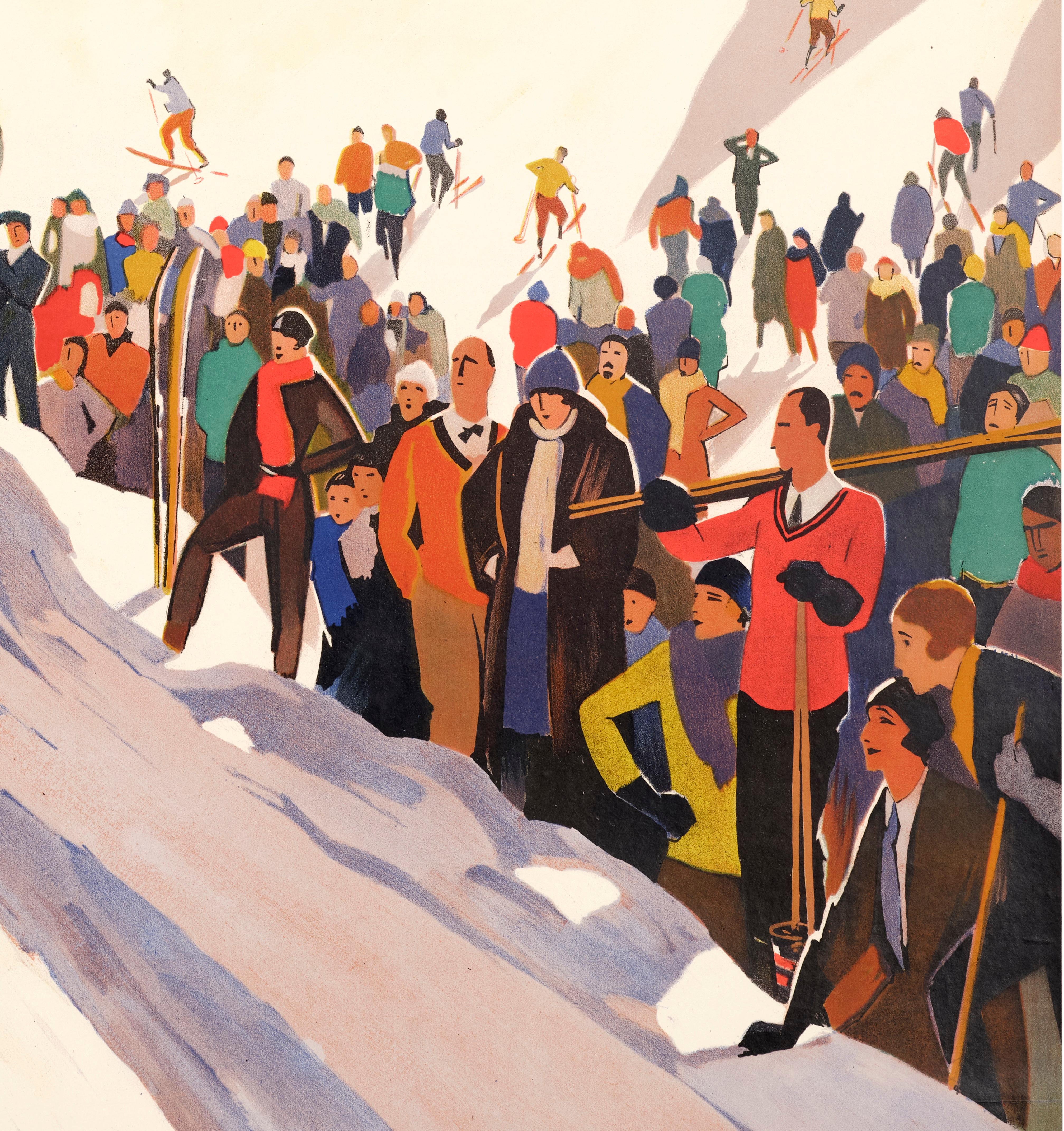 Broders, affiche Art déco originale, Sports d'hiver, Skiing Art déco 1930 en vente 2