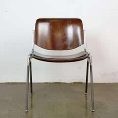 Brown Wooden Castelli Dsc 106 Stacking Chair by Giancarlo Piretti, Italy