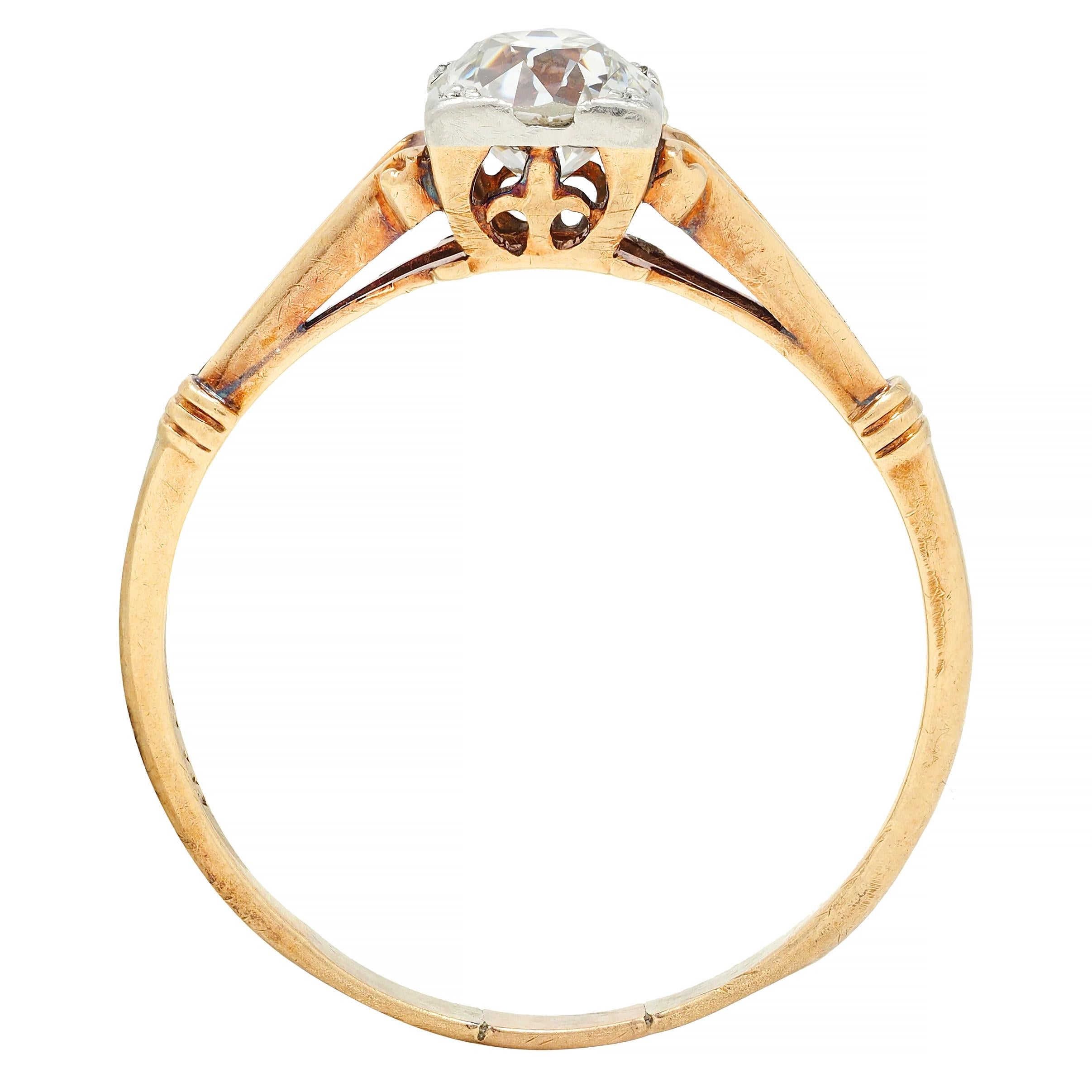 Brogan Co. Edwardian 0.70 CTW Platinum 14 Karat Gold Antique Engagement Ring 5