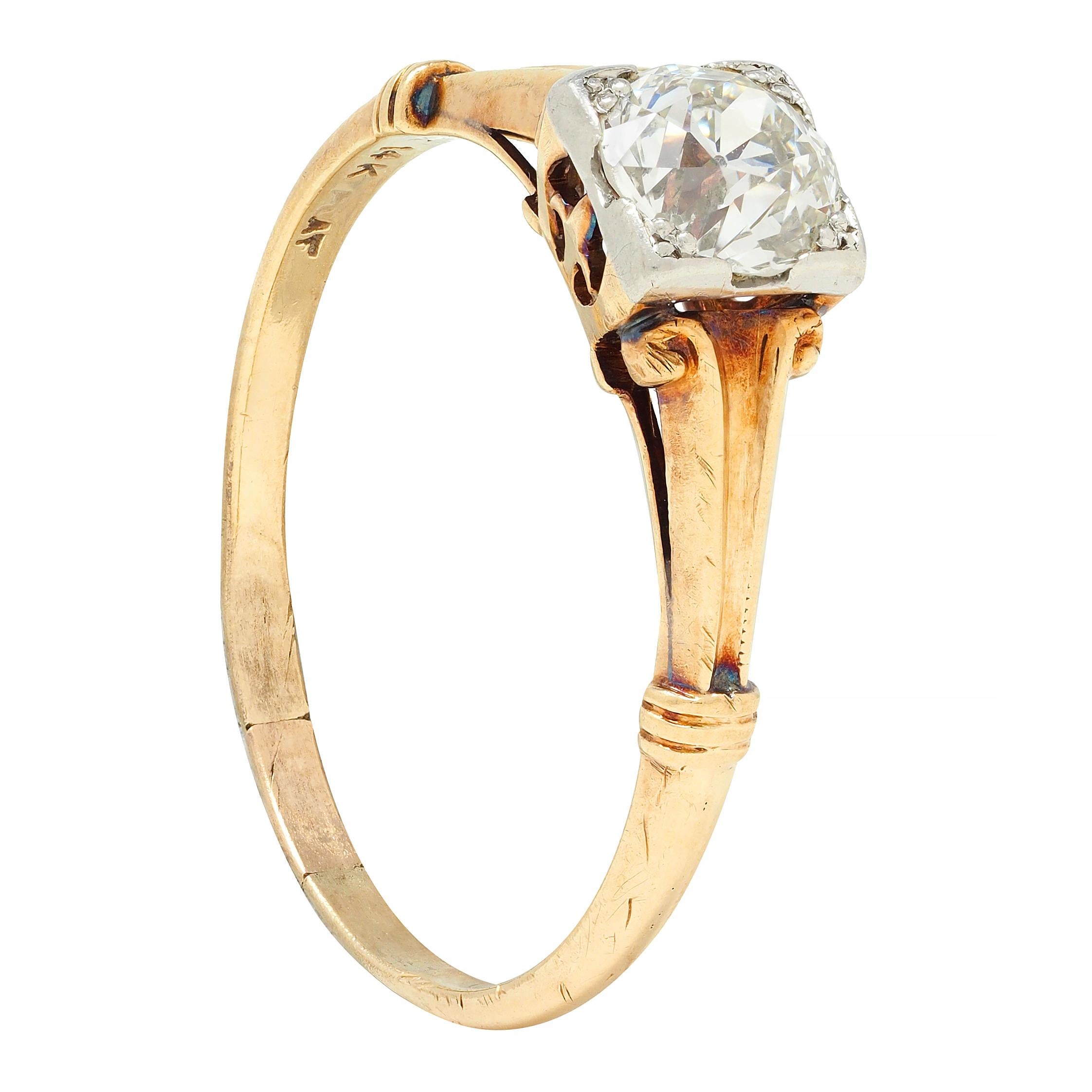 Brogan Co. Edwardian 0.70 CTW Platinum 14 Karat Gold Antique Engagement Ring 6