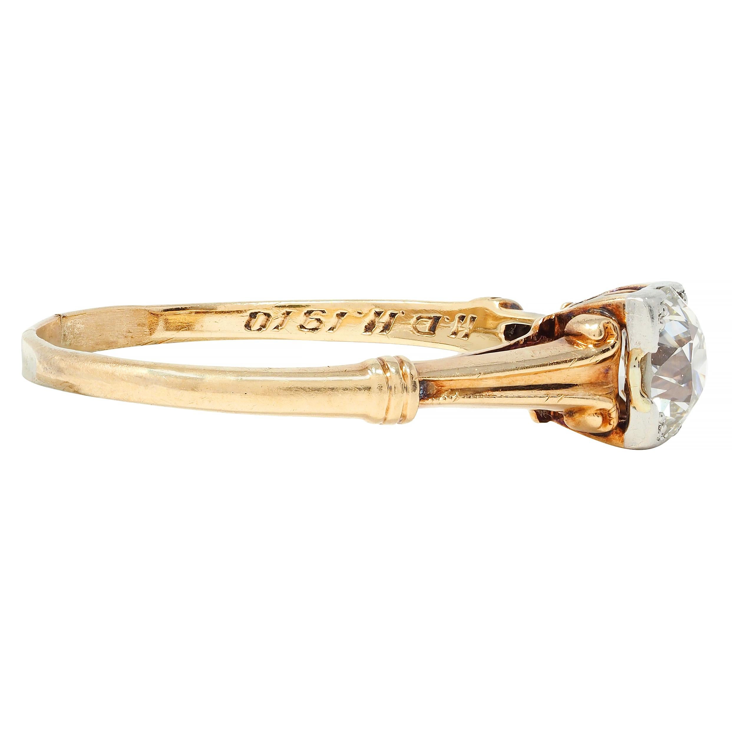 Brogan Co. Edwardian 0.70 CTW Platinum 14 Karat Gold Antique Engagement Ring In Excellent Condition In Philadelphia, PA