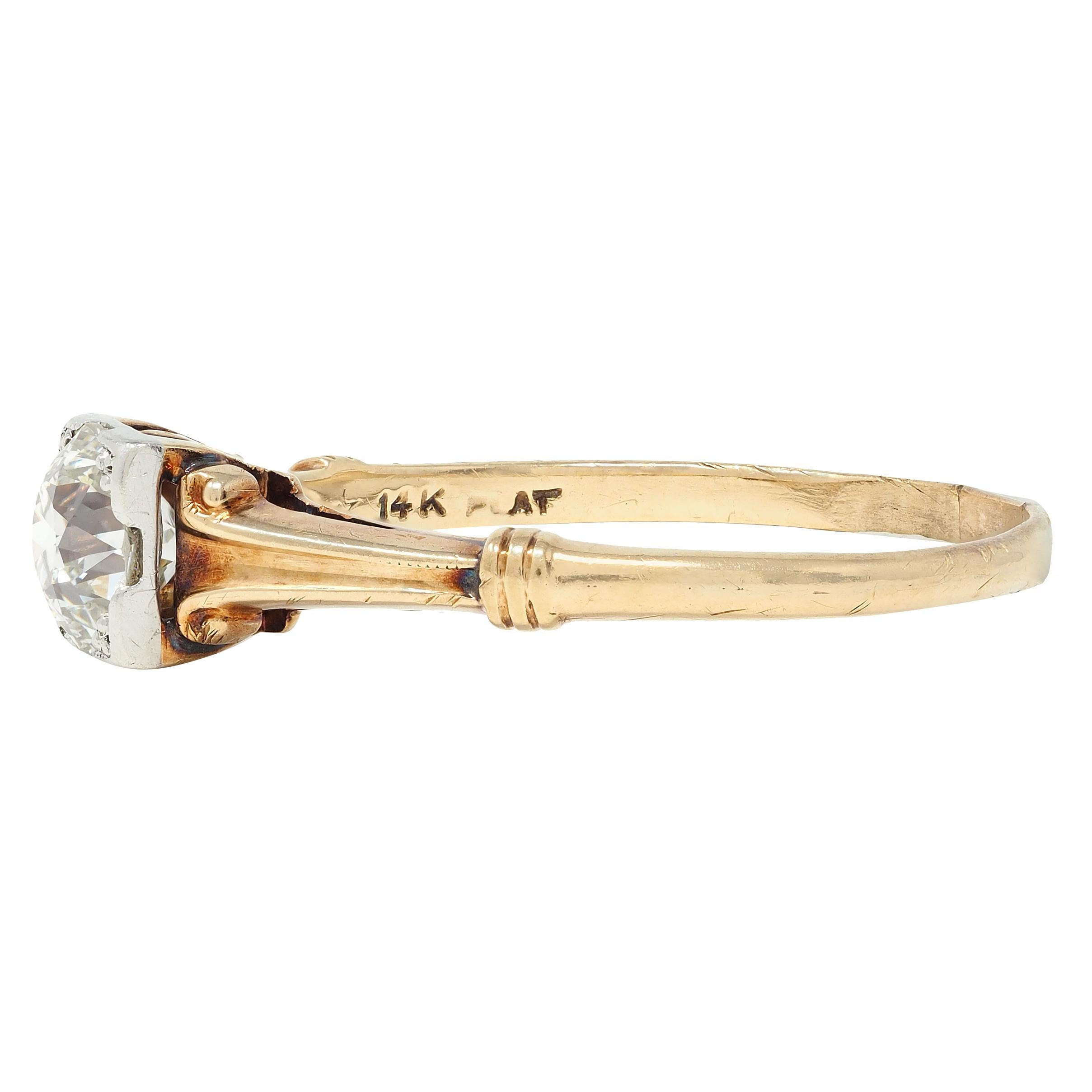 Brogan Co. Edwardian 0.70 CTW Platinum 14 Karat Gold Antique Engagement Ring 1