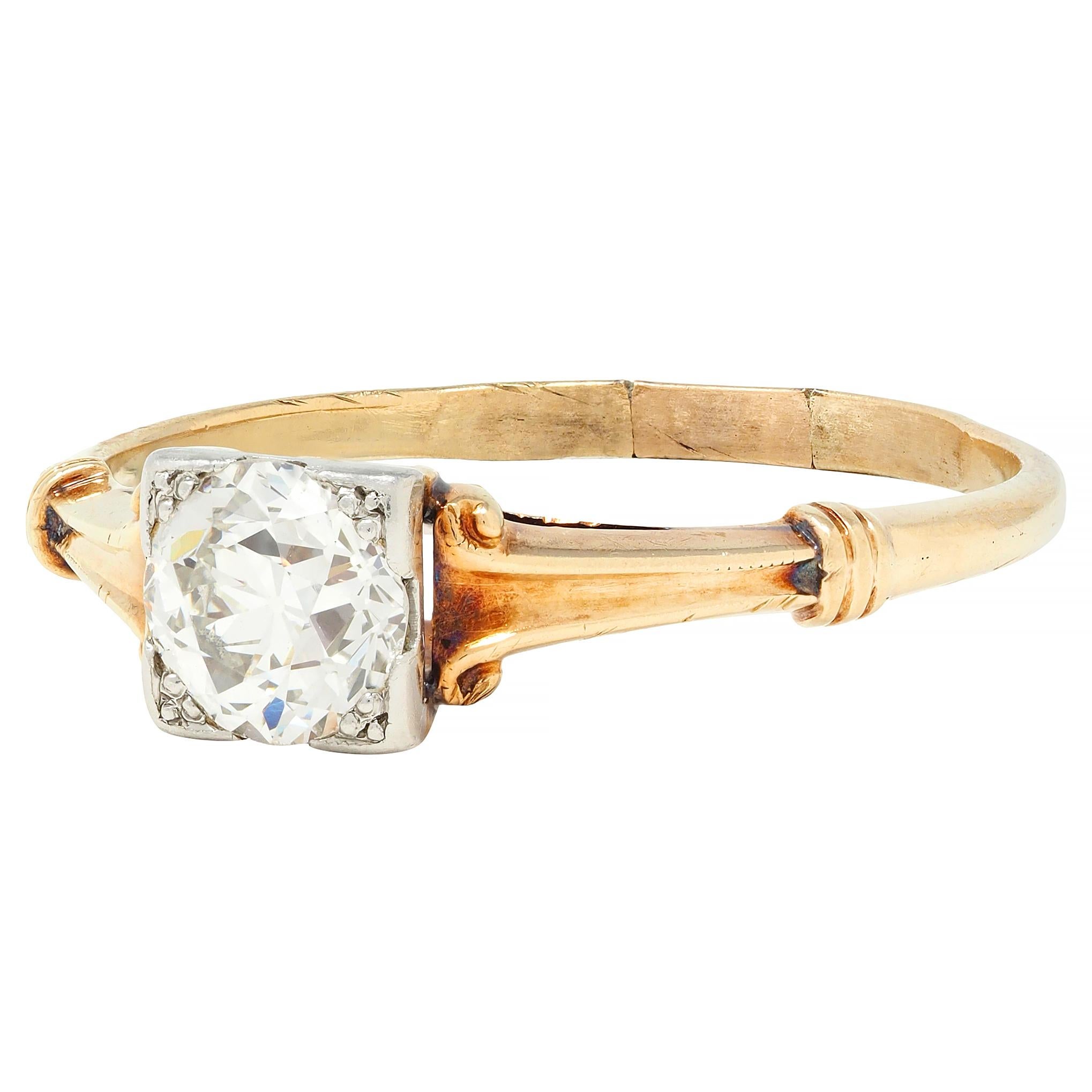 Brogan Co. Edwardian 0.70 CTW Platinum 14 Karat Gold Antique Engagement Ring 2