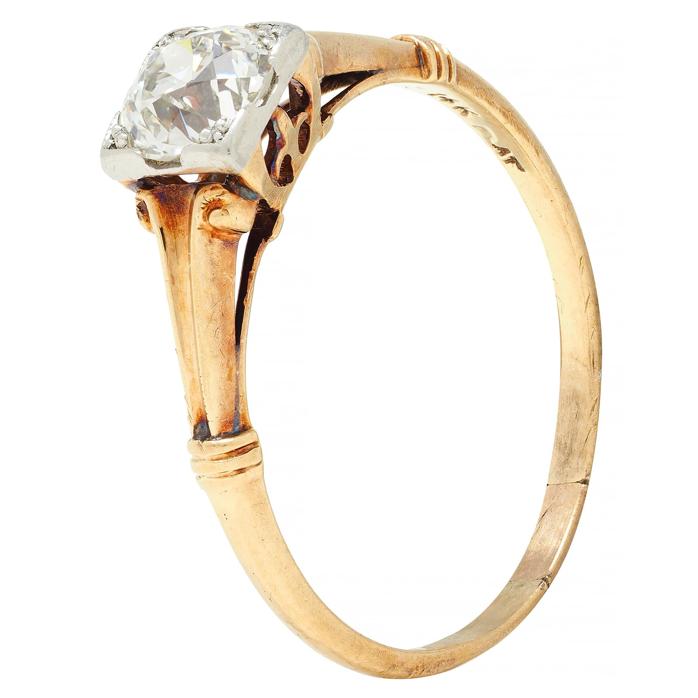 Brogan Co. Edwardian 0.70 CTW Platinum 14 Karat Gold Antique Engagement Ring 4