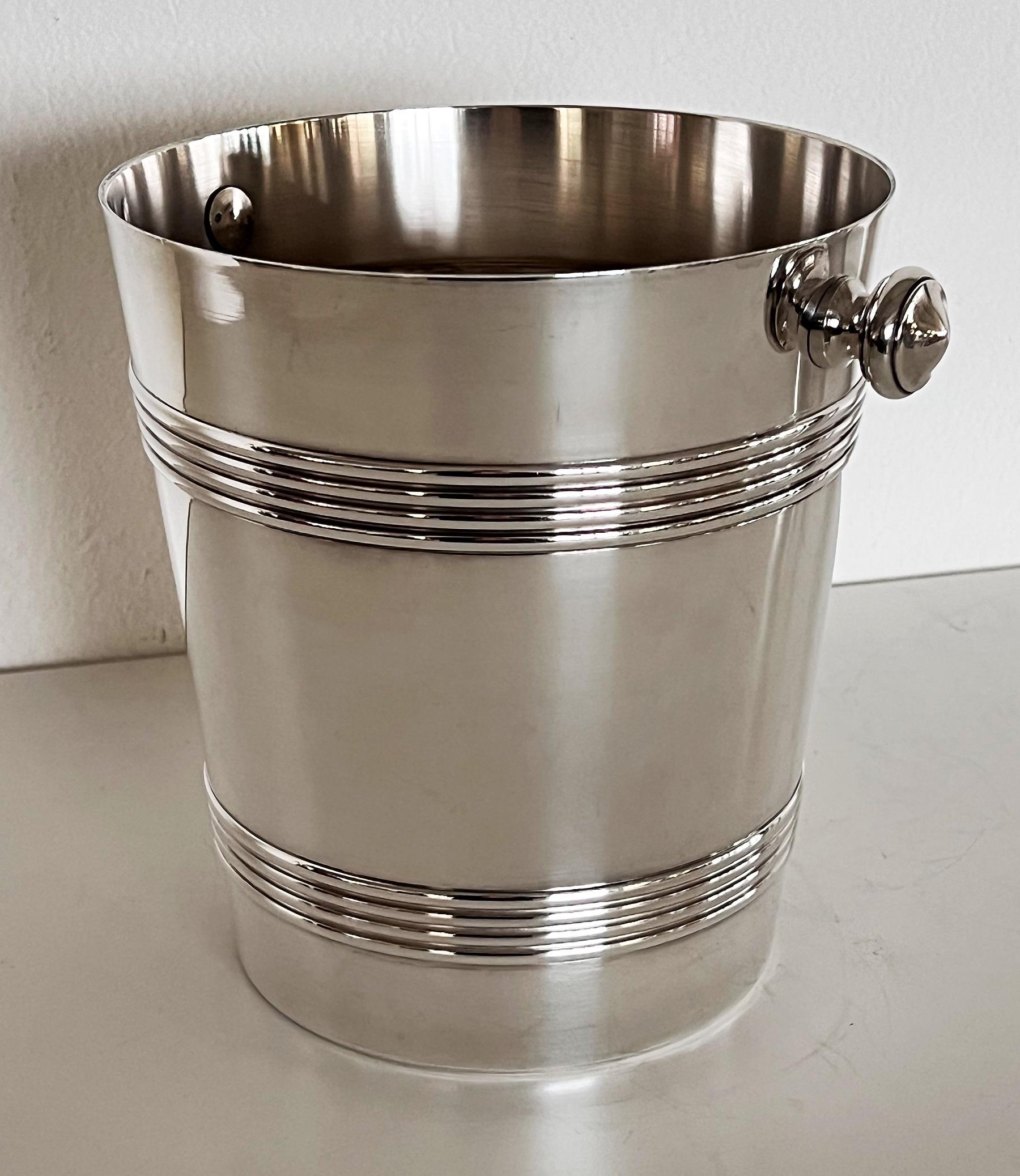 Art Deco Broggi Milano Silver Plate Champagne Ice Bucket Wine Cooler Barware, Italy, 1980