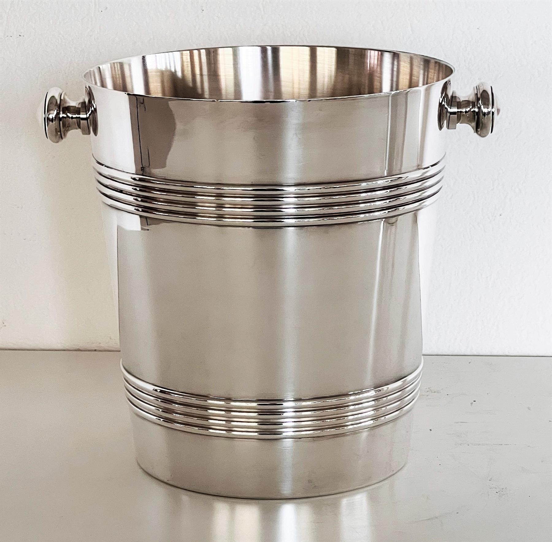 Italian Broggi Milano Silver Plate Champagne Ice Bucket Wine Cooler Barware, Italy, 1980
