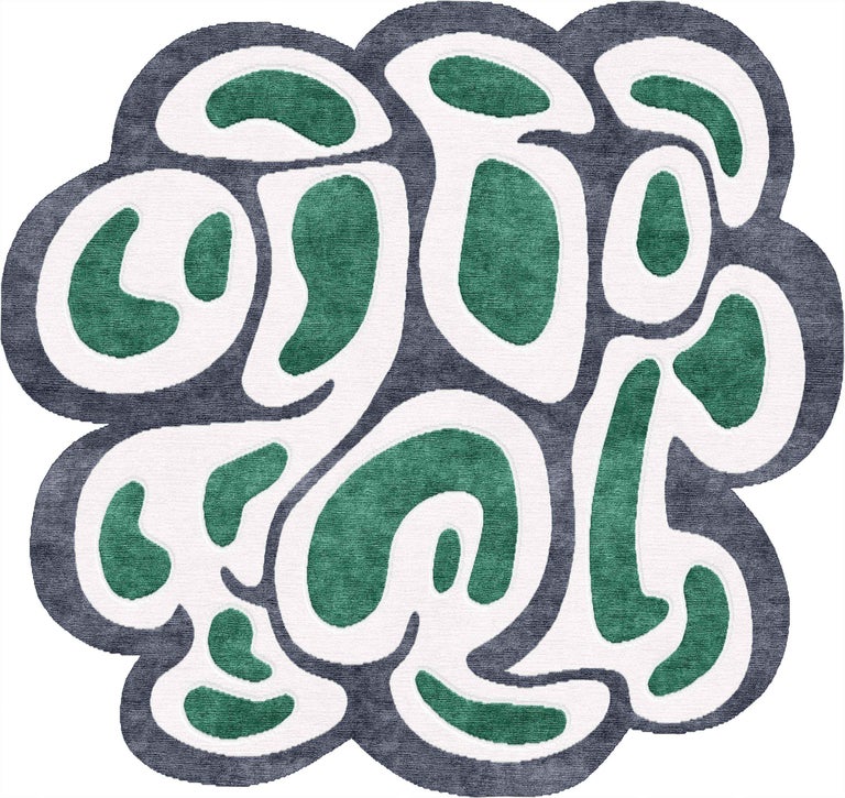 Broght white green rug Irregular abstract Unusual Shape - Tratto a Pois ...