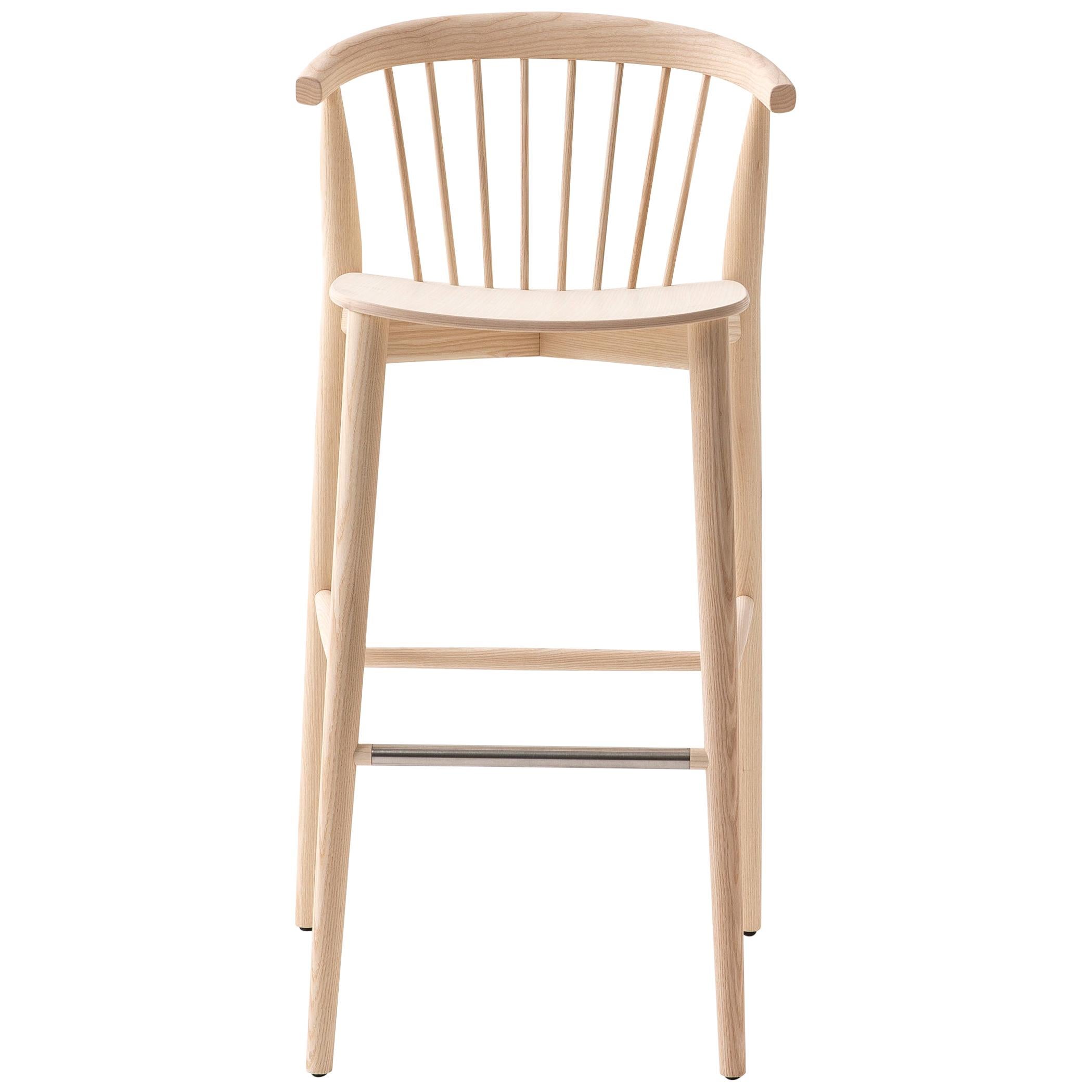 Tabouret de bar Brogliato Traverso en bois de frêne massif avec structure en bois de frêne pour Cappellini