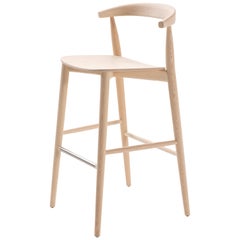 Tabouret de bar léger Brogliato Traverso Newood en frêne blanchi pour Cappellini