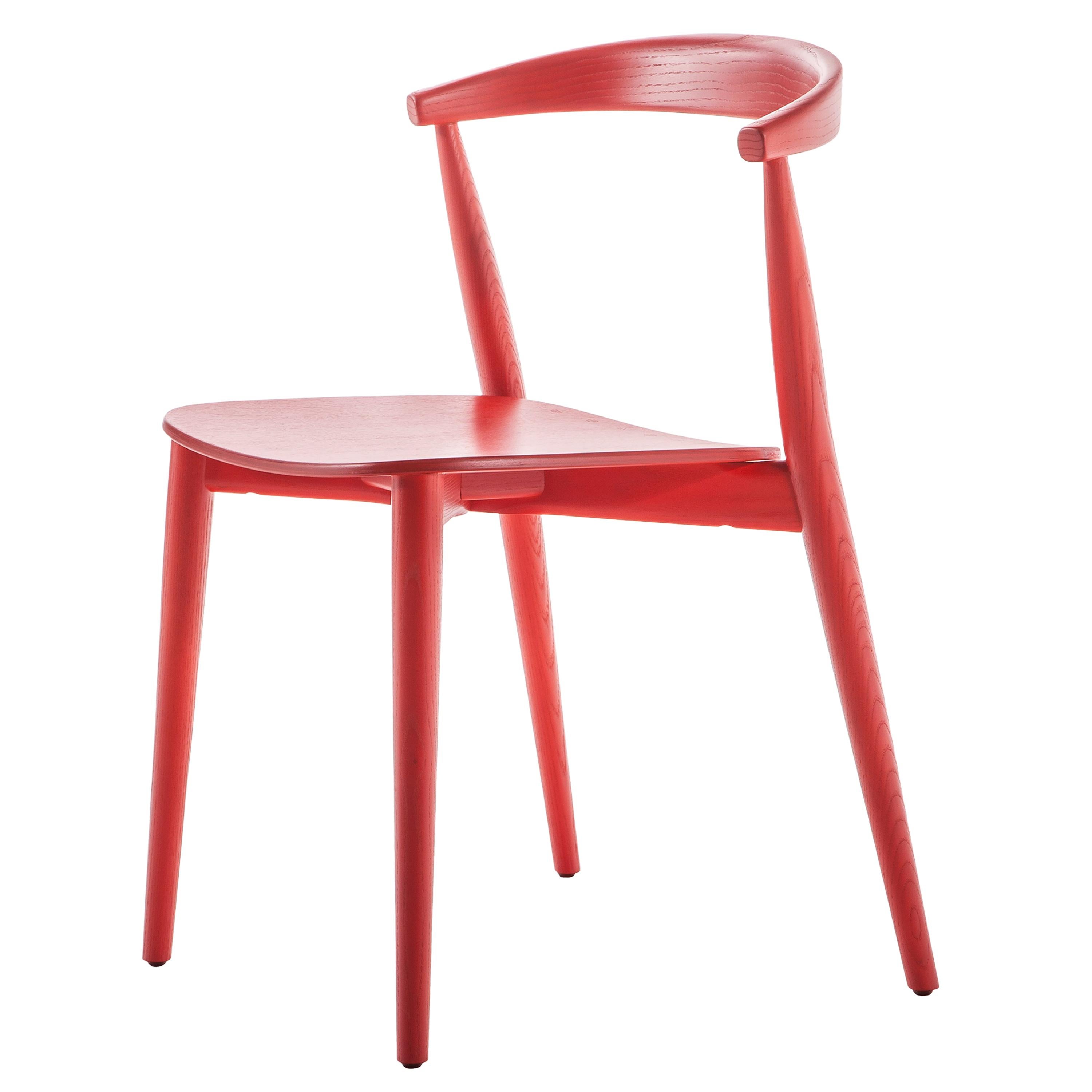Brogliato Traverso Newood Light Chair in Red Aniline Stained Ash for Cappellini
