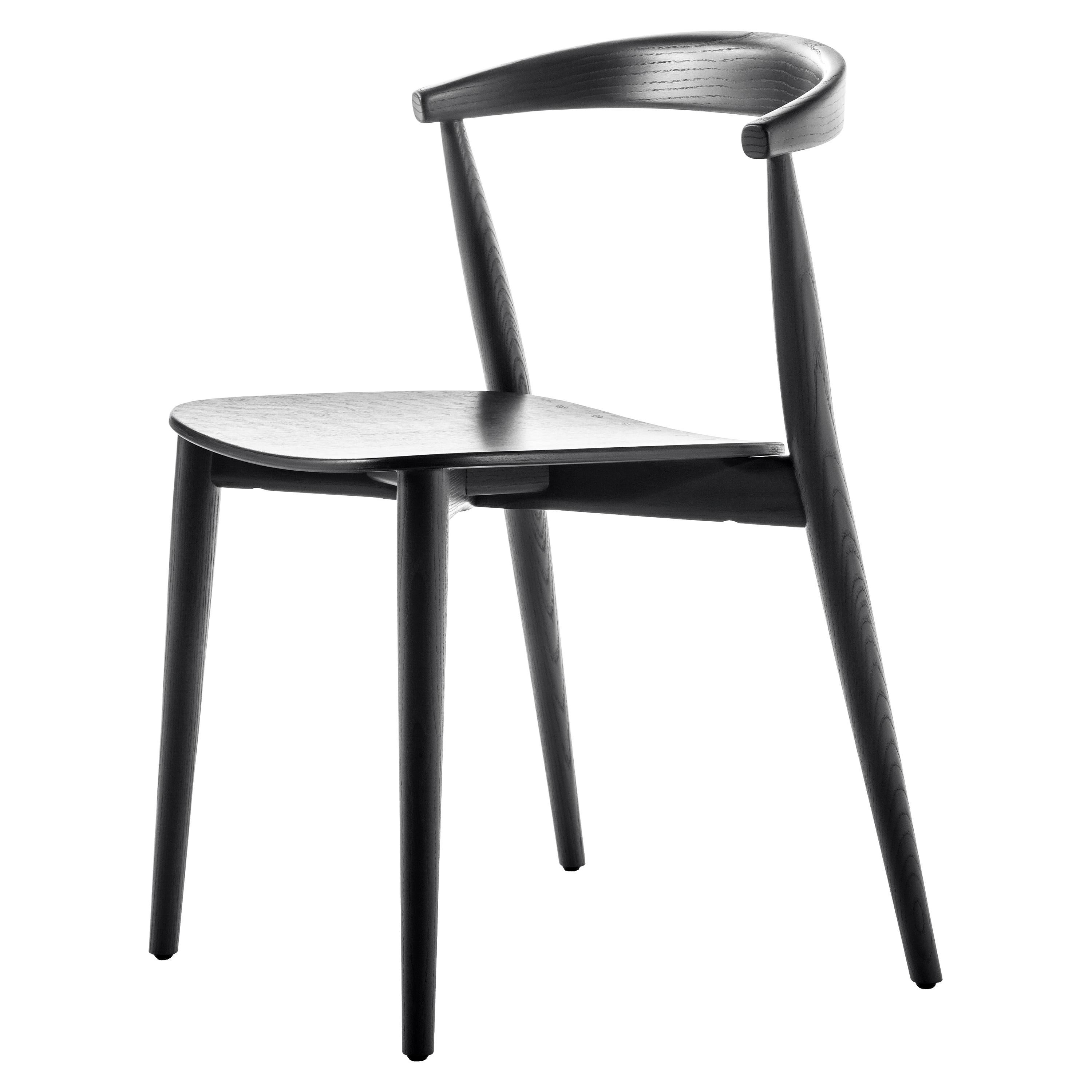 For Sale: Black (112_Black Stained Ash) Brogliato Traverso Newood Light Chair in Solid Ashwood for Cappellini