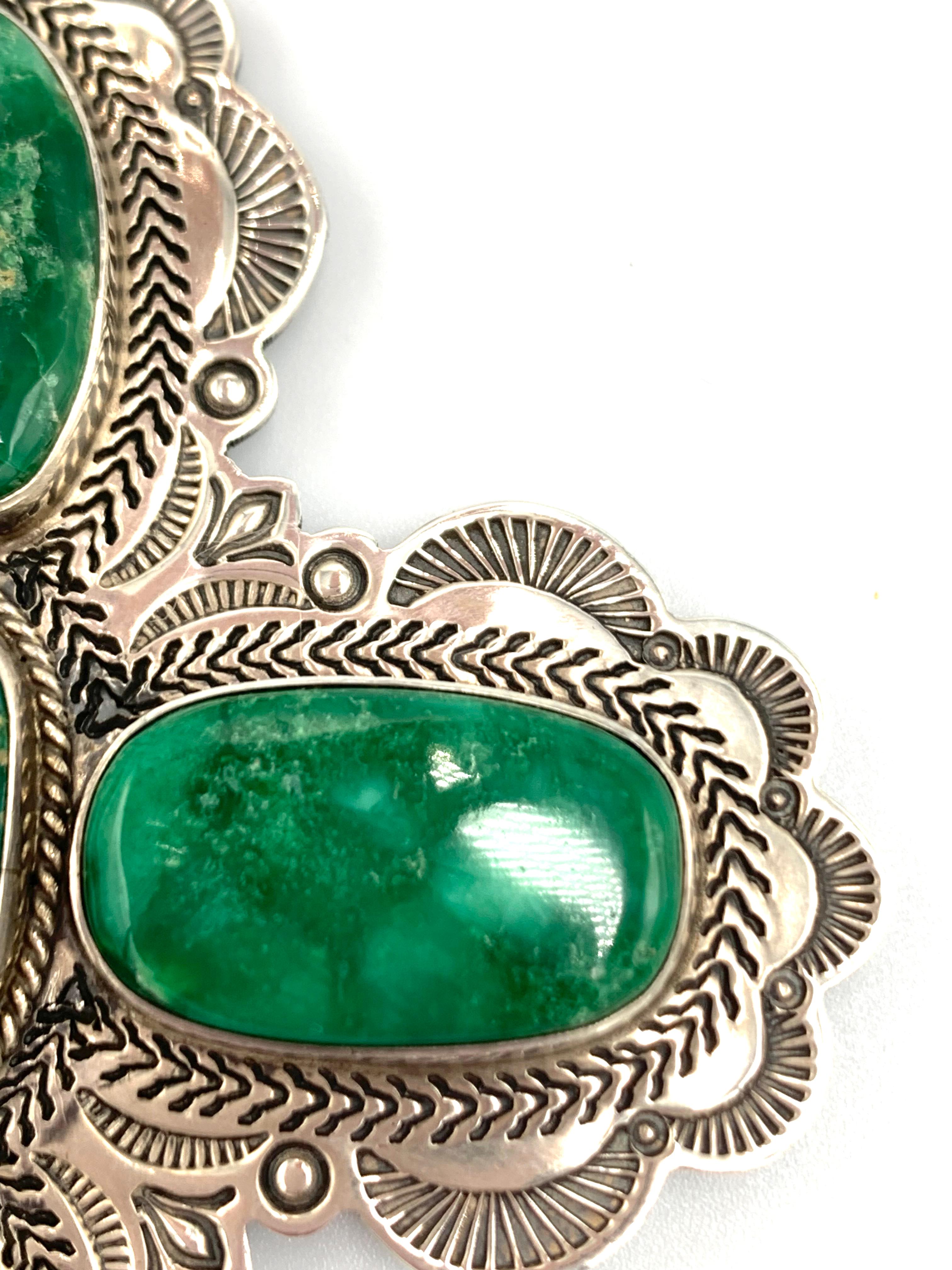 Ciondolo a forma di croce in argento con turchese Broken Arrow di Alvin Lee in vendita 5