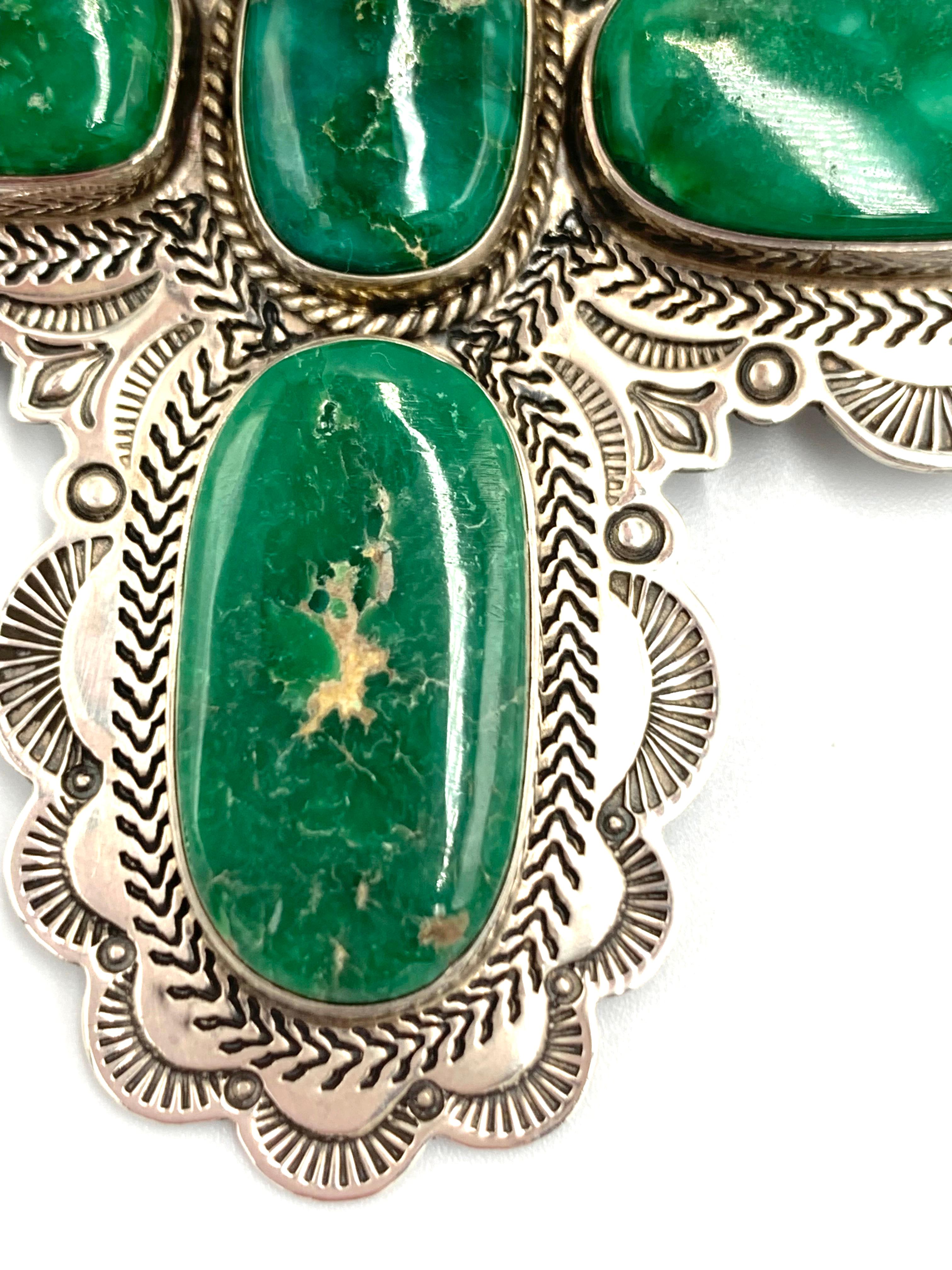 Ciondolo a forma di croce in argento con turchese Broken Arrow di Alvin Lee in vendita 6