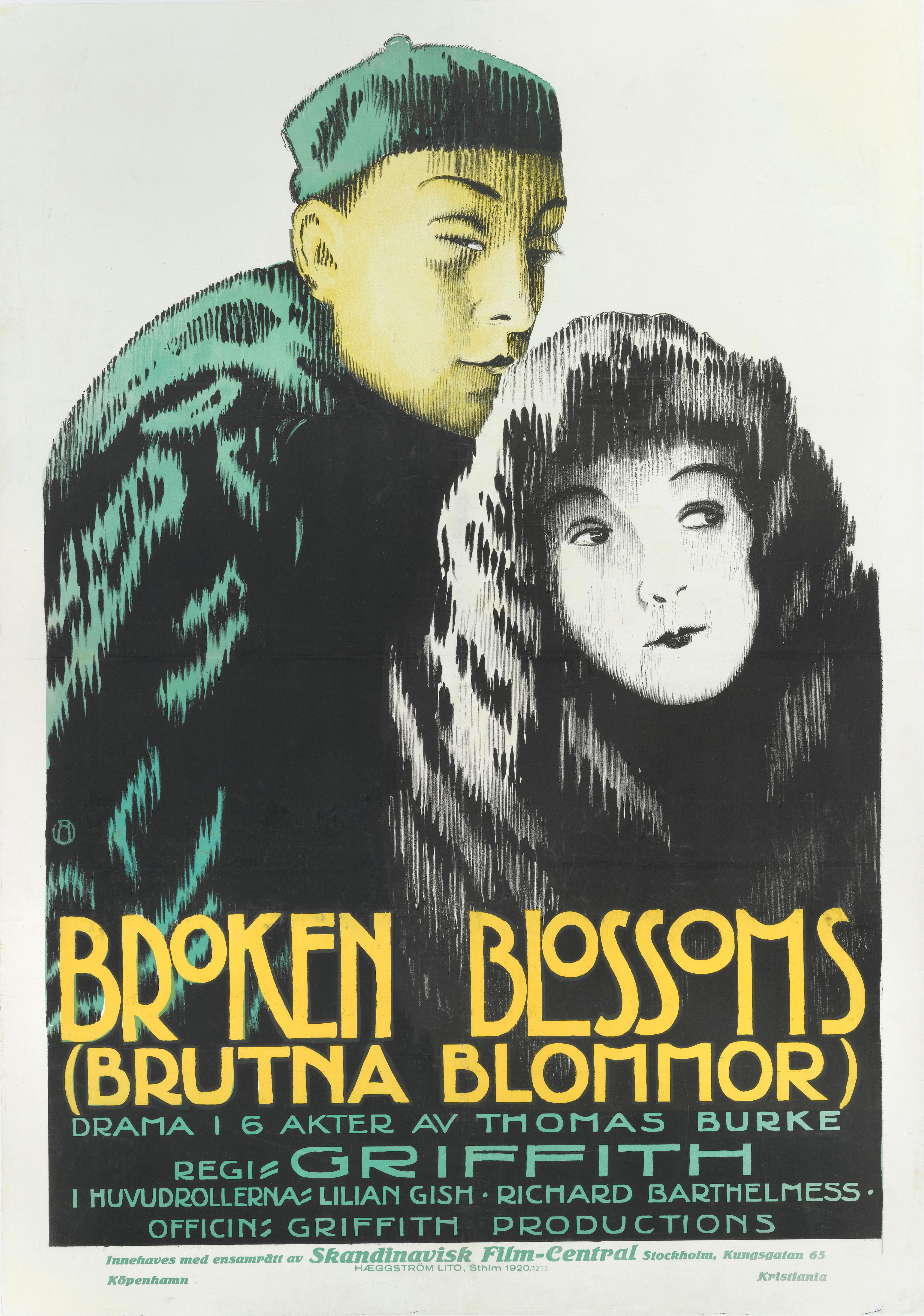 Original 1920 Swedish film poster.
The film received it's first Swedish release 1920 Broken Blossoms was released in the Us in 1919 and celebrates its 100 year anniversary this year. This silent film was directed by D.W. Griffith, one of 20th