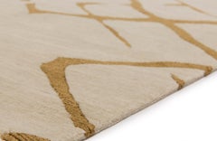 Hand-Knotted Bronze Rug in Painter's Brushstrokes-Inspired Broken Maze Design
