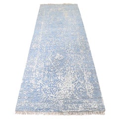 Broken Persian Design Runner Wool and Pure Silk Oriental Rug