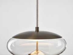 Brokis Knot Disco large suspension lamp smoke gray transparent glass and brass