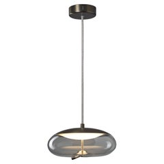 Brokis Knot Disco large suspension lamp smoke gray transparent glass and brass