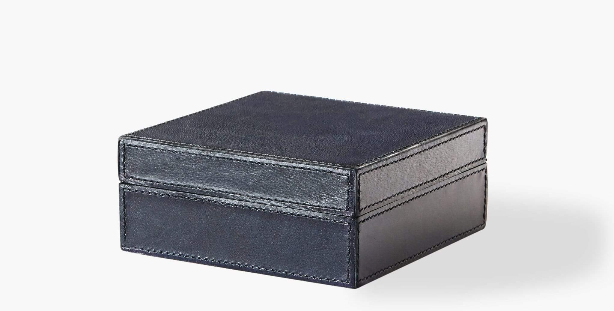 Our Bromes Leather Boxes feature suede lining and base, providing a functional accent in your home office. Our handcrafted fabrics, leathers, and finishes are inspired by the natural variations within fibers, textures, and weaves. Each selection is