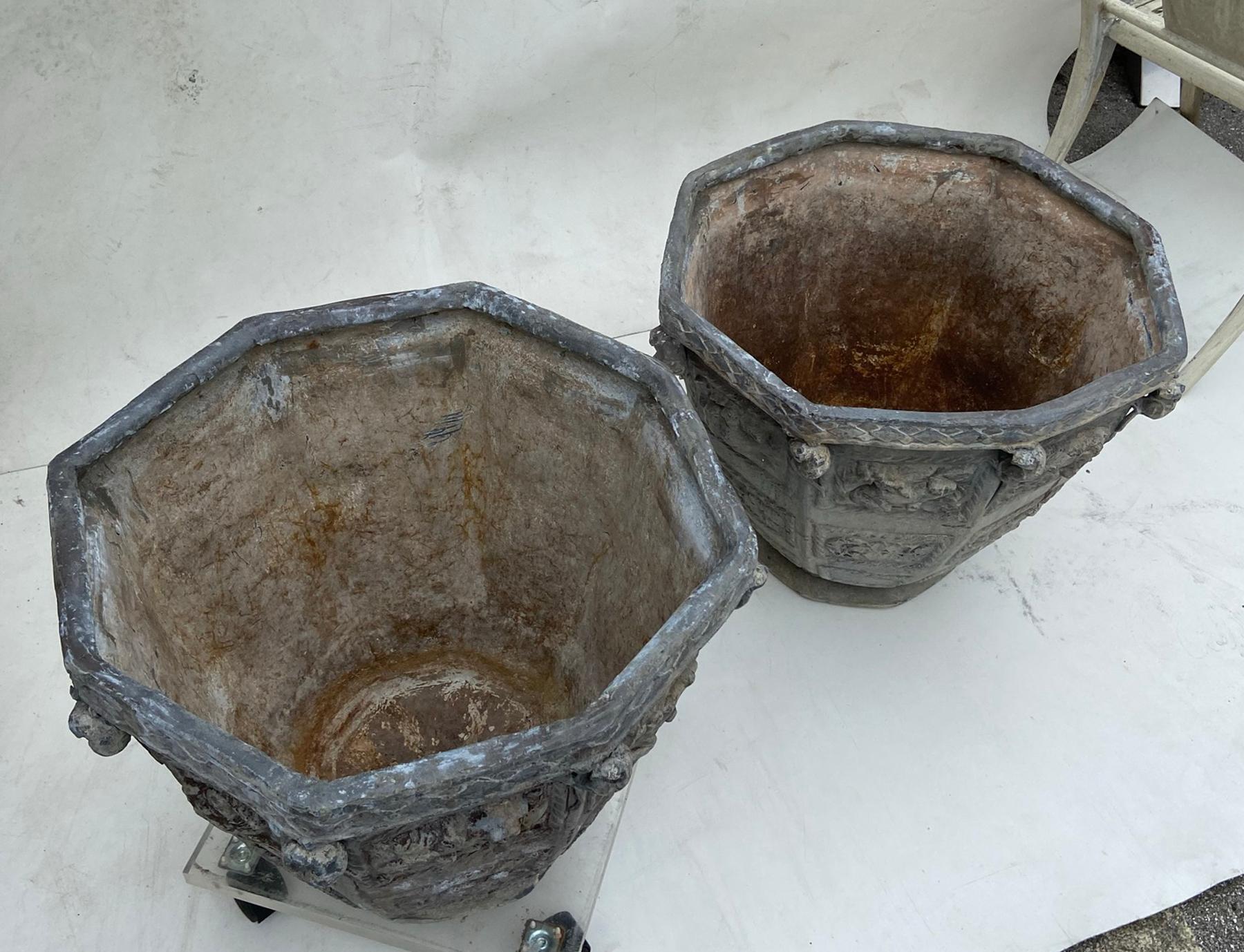20th Century Bromsgrove Lead Planters Made by Guild of Applied Arts a Pair