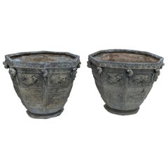 Used Bromsgrove Lead Planters Made by Guild of Applied Arts a Pair