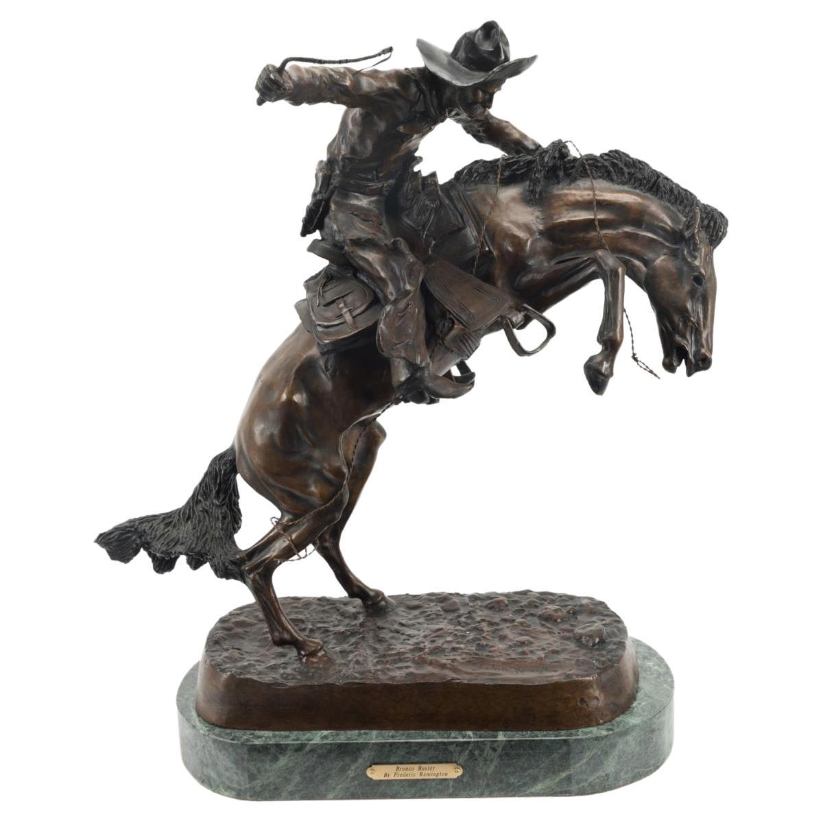 "Bronco Buster" Bronze Sculpture, After Frederic Remington