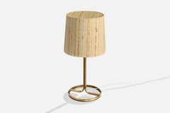 Broncz, Table Lamp, Brass, Fabric, France, 1960s