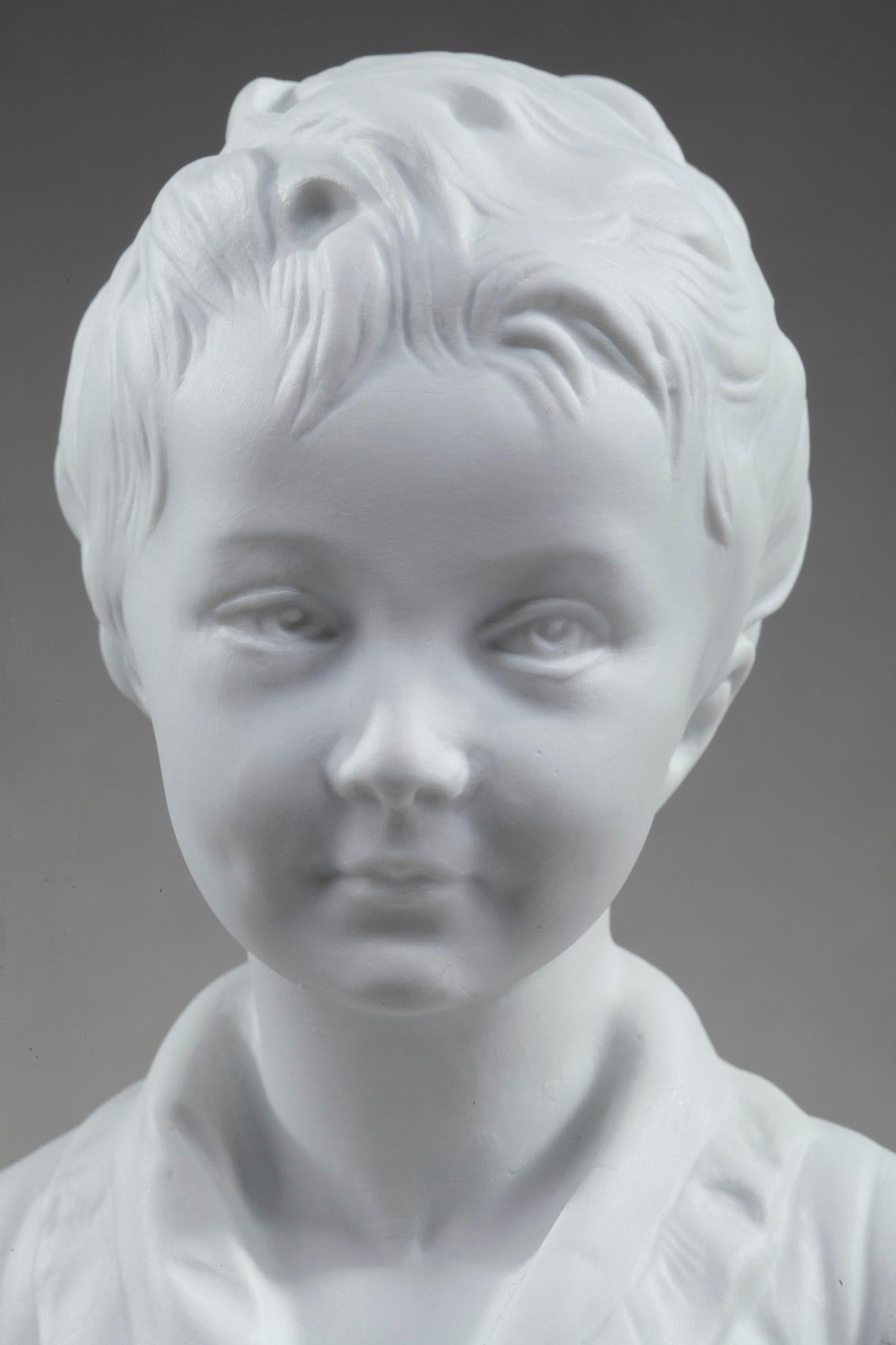 Neoclassical Brongniart Children after Houdon by Tharaud Limoges For Sale