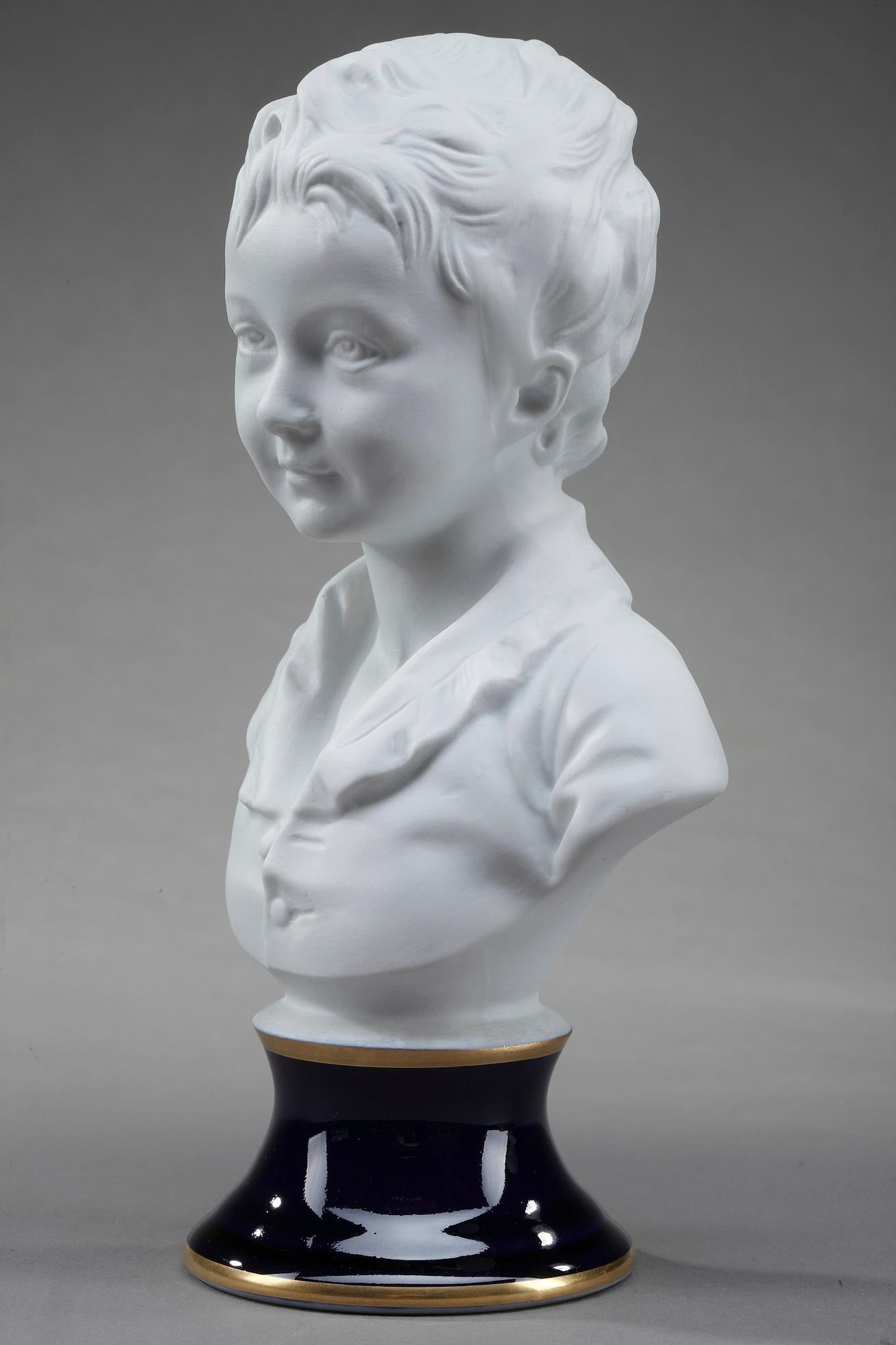 Brongniart Children after Houdon by Tharaud Limoges In Good Condition For Sale In Paris, FR
