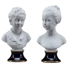 Antique Brongniart Children after Houdon by Tharaud Limoges