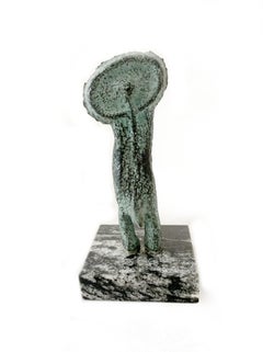 A little owl. Contemporary figurative bronze sculpture, Bird, Polish art master