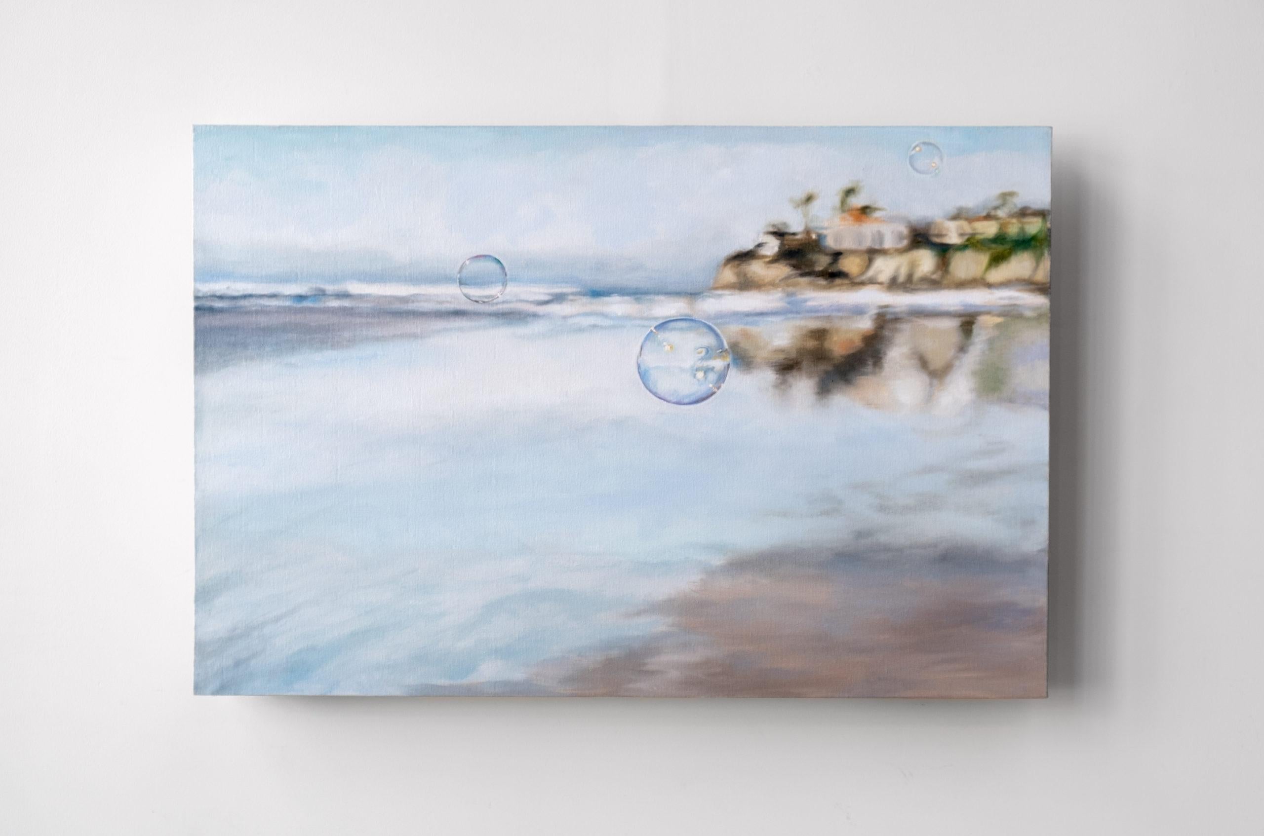 Un paisaje marino realista al óleo sobre lienzo, 