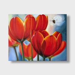 Pittura ad olio floreale realistica, "Io sono tuo, tu sei mio".