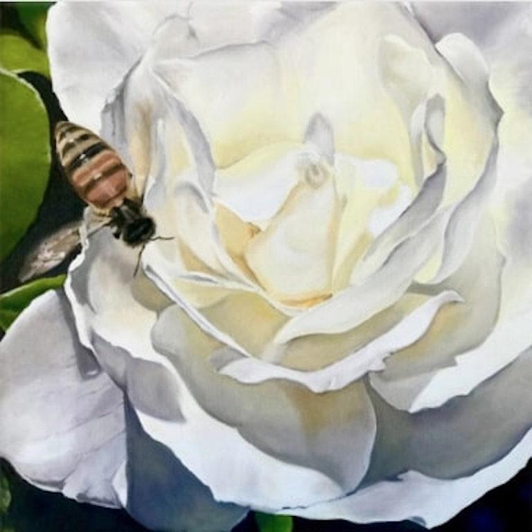 Animal Painting de Bronle Crosby - Pintura al óleo floral realista, "Té para dos"