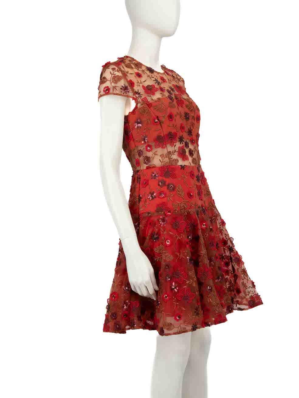 CONDITION is Very good. Minimal wear to dress is evident. Minimal wear to the floral embroidery at the front and back with fraying to the threads on this used Bronx and Banco designer resale item.
 
 
 
 Details
 
 
 Red
 
 Polyester
 
 Dress
 
